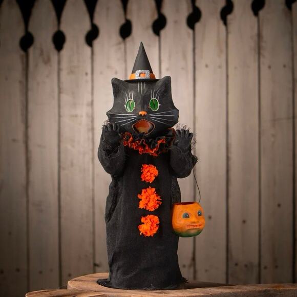 Bethany Lowe Medium Scaredy Cat Ghoul Black Cat Halloween Decor 17